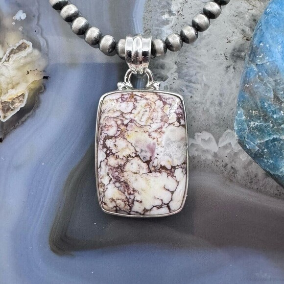 Jewelry - Sterling Silver Southwestern Style Rectangle Wild Horse Pendant For Women